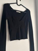 Schwarzes crop Longsleeve V-Auschnitt Rippstrick Hessen - Darmstadt Vorschau