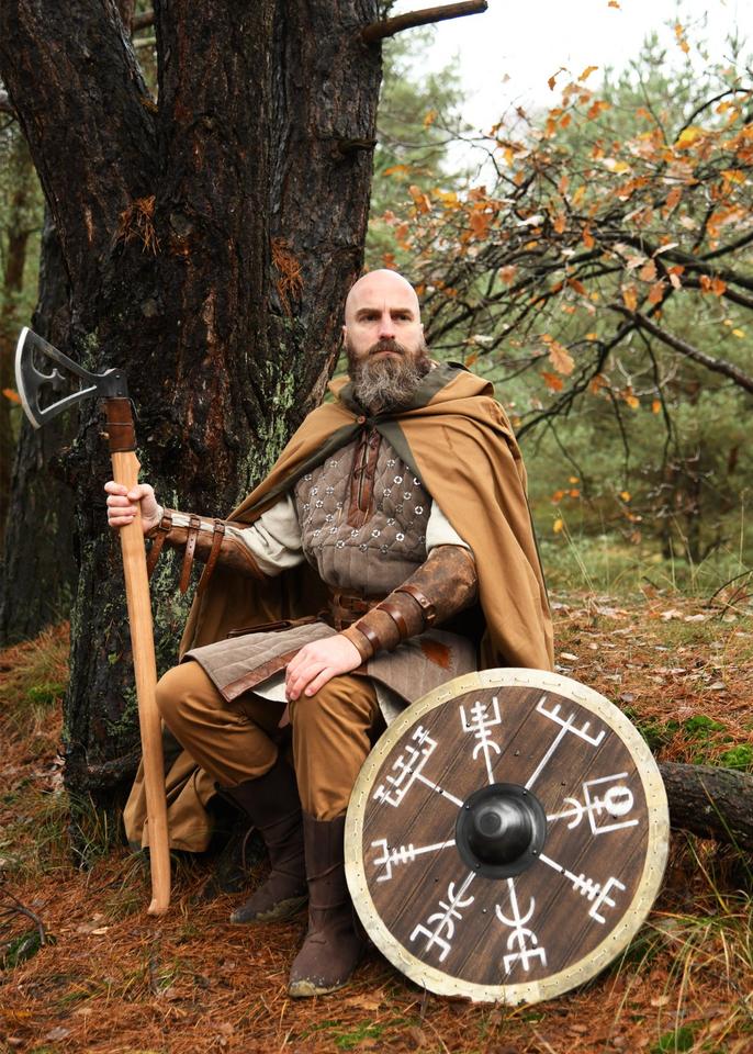 Wikingerschild 'Vegvísir' mit Rohaut-Umrandung, 60 cm Mittelalter in Schönebeck (Elbe)