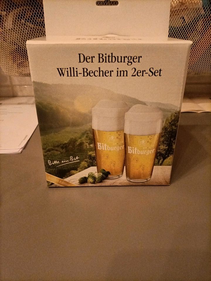 2 x Bitburger willi becher Gläser in Kerpen