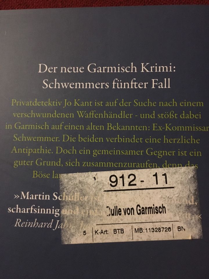 Der Bulle von Garmisch. Martin Schüller. Krimi in Burgwedel