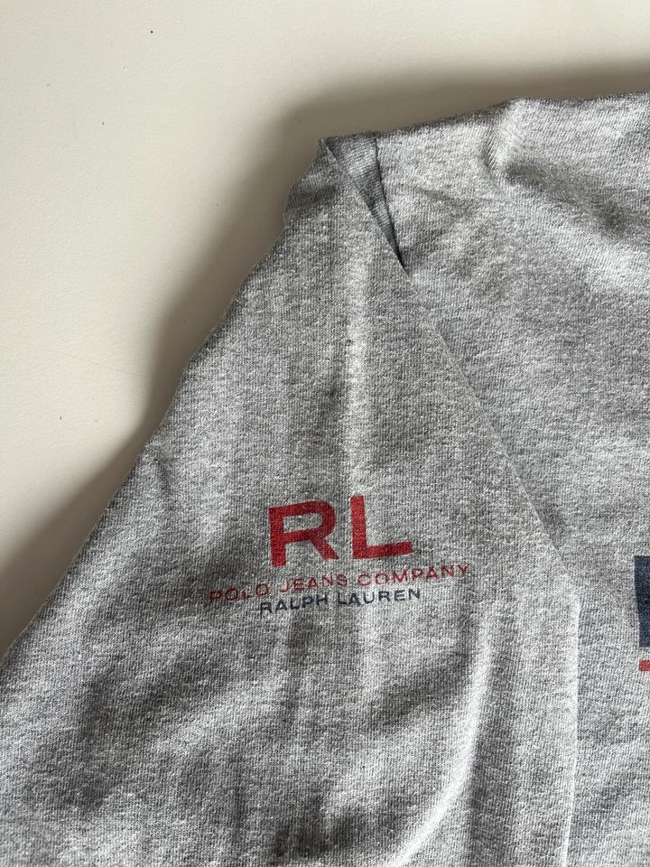 ❣️POLO RALPH LAUREN❣️Herren Langarm-Shirt XL Grau mit Logo-Prints in Aidlingen