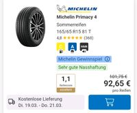 NEU 2x165/65 R15 81T, Sommerreifen Michelin Primacy 4 Bayern - Wittislingen Vorschau