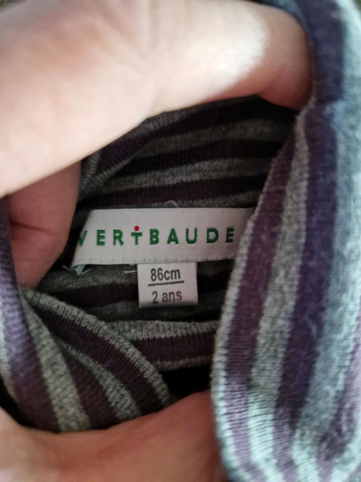 Verbaudet Baby Langarm Shirt Rolli Streifen Grau Lila 86 in Erkrath