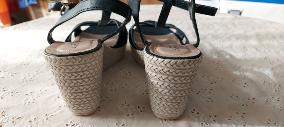 Damen-Sandale, Gr. 38, schwarz, gebraucht in Flöha 