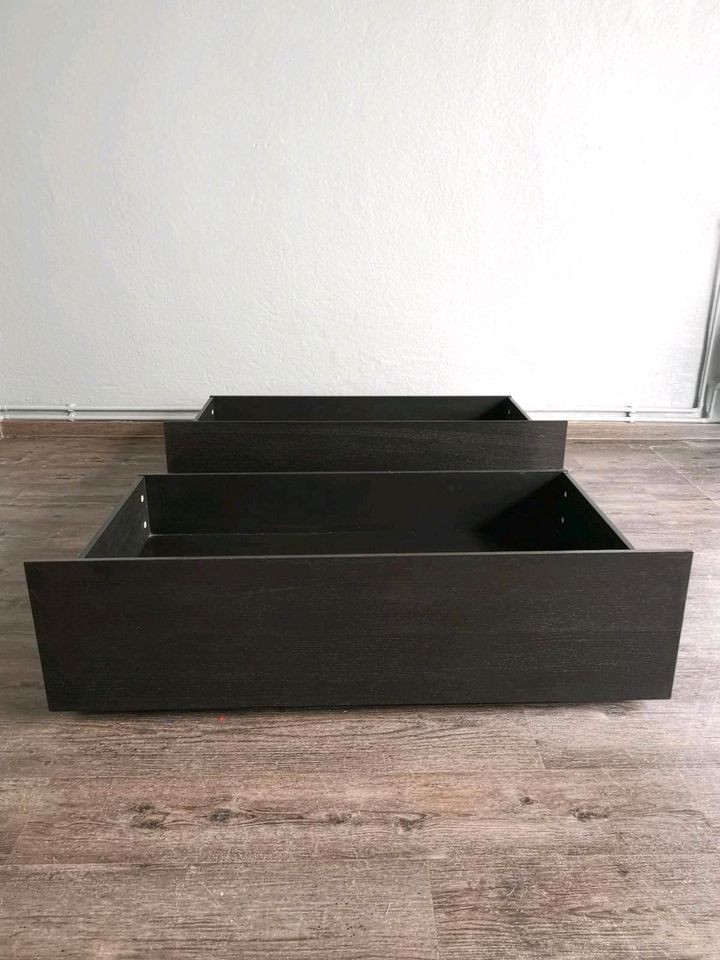 2 Bettkästen Malm Ikea schwarz braun Unterbettkommode in Dessau-Roßlau