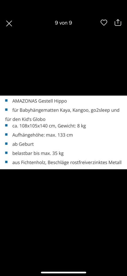 Hängematte Baby, Hängeschaukel, Wiege von Amazonas mit Gestell in Schwandorf