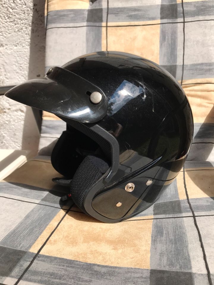 Jethelm, 2 Helme, Motorradhelme mit Sonnenschild, Schwarz in Modautal