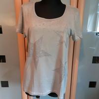 T-Shirt Gr. 42 hellgrau mit Sternmotiv von Taifun Hessen - Hosenfeld Vorschau