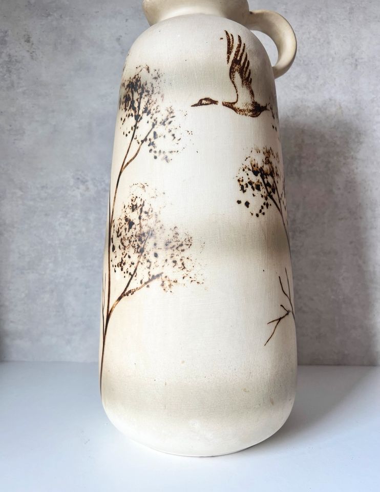 Große Vase Keramik, Creme beige, Vintage 36cm hoch in Meerbusch