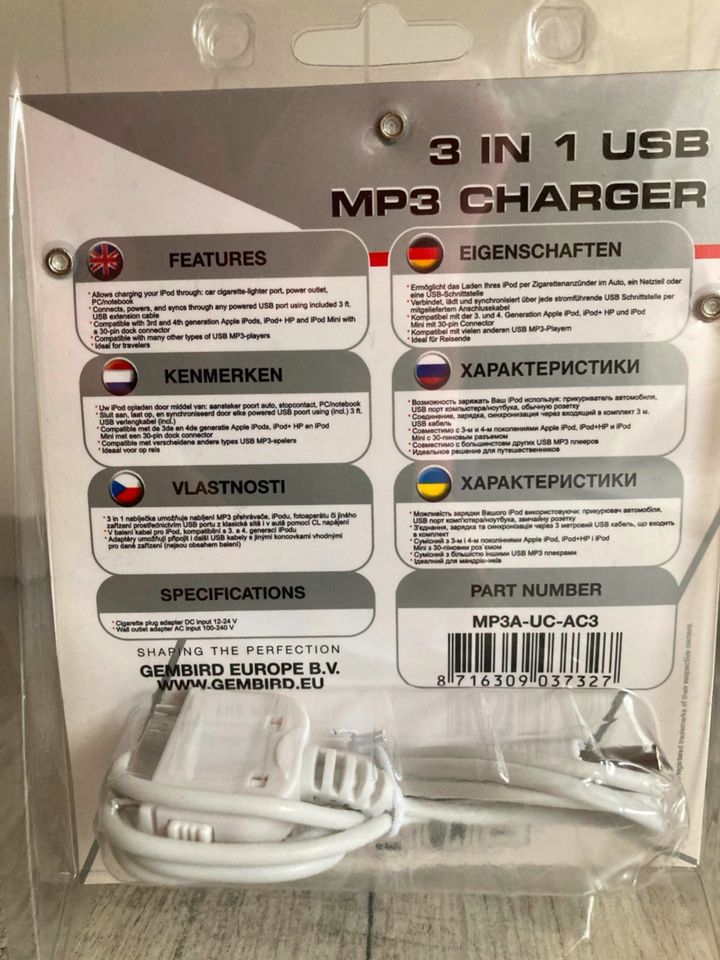 3 in 1 USB MP3 Charger Ladegerät NEU/OVP Auto & Steckdose in Sankt Sebastian