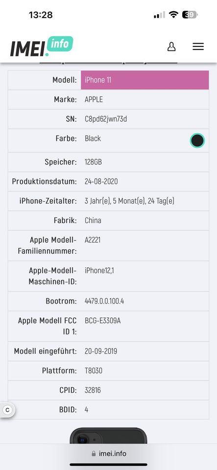 iPhone 11 schwarz, A2221, 128 Gb -als defekt in Mannheim