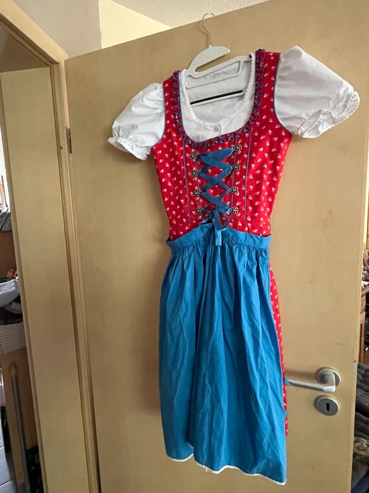 Dirndl Kleid mit Bluse, rot, mittelbau, Gr 164 in Erlangen