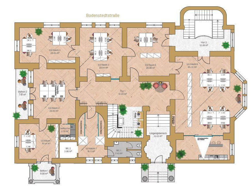 Repräsentative Büroflächen in der Villa Sanssouci in Wiesbaden