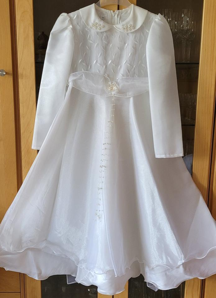 Schlichtes schönes Kommunionskleid Satin Tüll wie neu Gr. 140 in Hagen