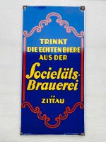 ‼️ EMAILSCHILD Societätsbrauerei Zittau Emailleschild 1930 Saarland - Schiffweiler Vorschau