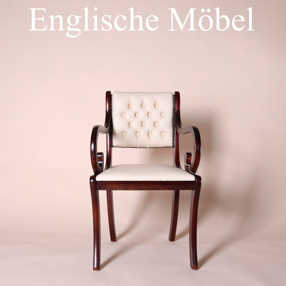 Englische Möbel Chesterfield Mahagoni Leder Stuhl mit Armlehne UK in