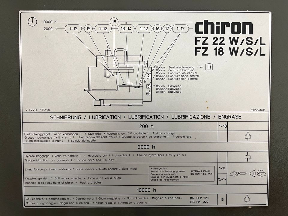 Bearbeitungszentrum CNC Fräsmaschine CHIRON FZ 22 S high speed in Wiebelsheim