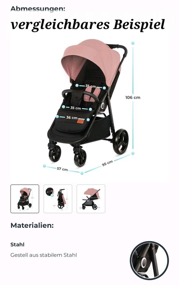 Buggy Kinderkraft Grande, Liegebuggy, XXL Verdeck in Vordorf