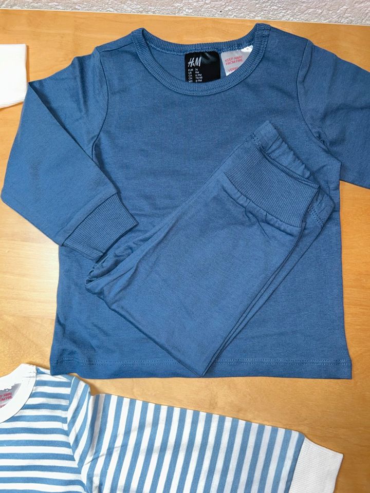 NEU 3 H&M Schlafanzüge Pyjama Gr.74 100% Baumwolle in Etzbach