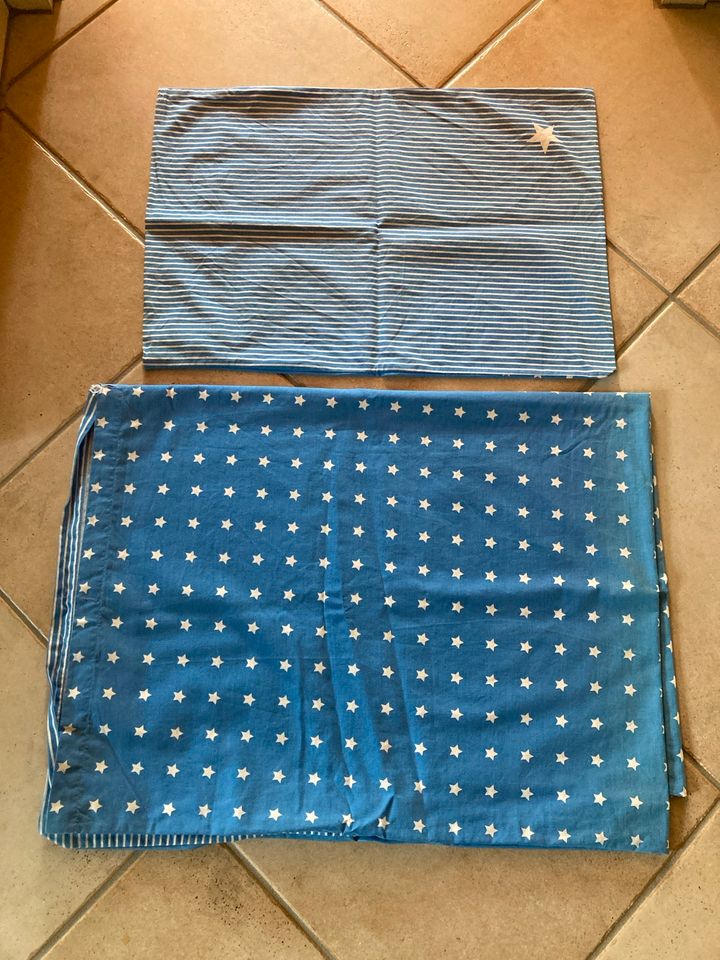 Tchibo Bettbezug 70x140 blau gestreift Sternchen in Niederrieden