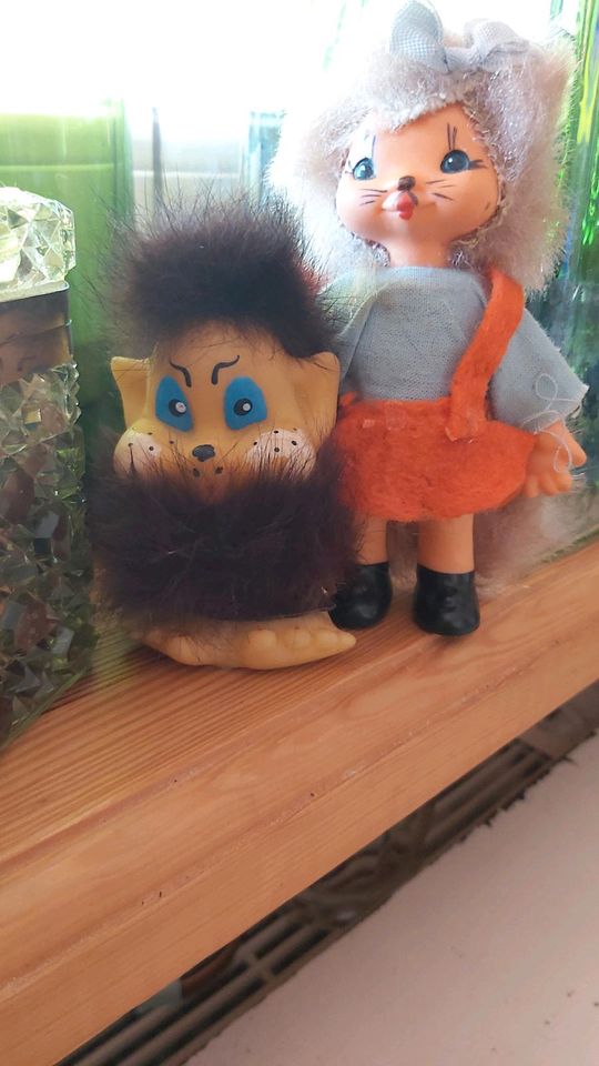 DDR Figuren Fell Mieze Troll  retro vintage Sammeltiere in Krauschwitz