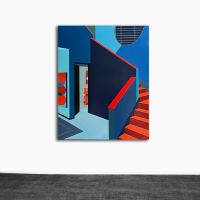 Minimalistisches Gemälde 90x70 Bild Bauhaus blau rot 280,00€* Mitte - Wedding Vorschau