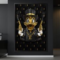 LV Wandbild Leinwand mit Rahmen, Gold Scrooge Mcduck Waffen ,Deko Stuttgart - Stuttgart-Ost Vorschau