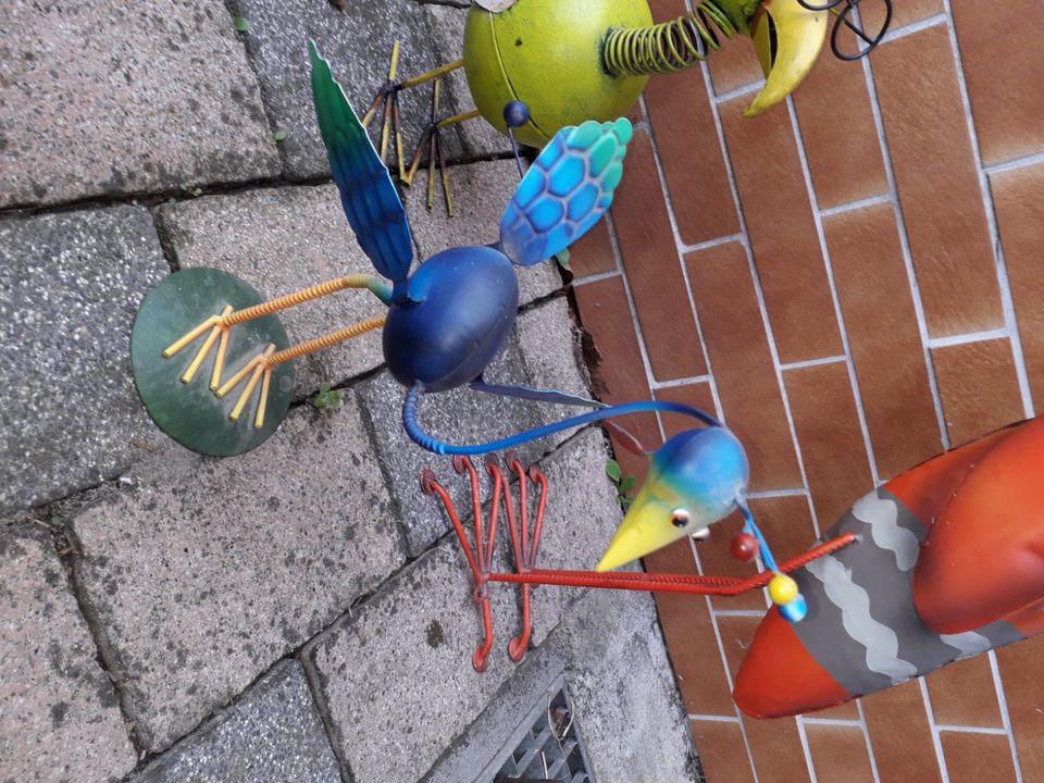 2 Metall Eisen Deko Vögel Vogel exotisch, blau orange bunt Garten in Ulm