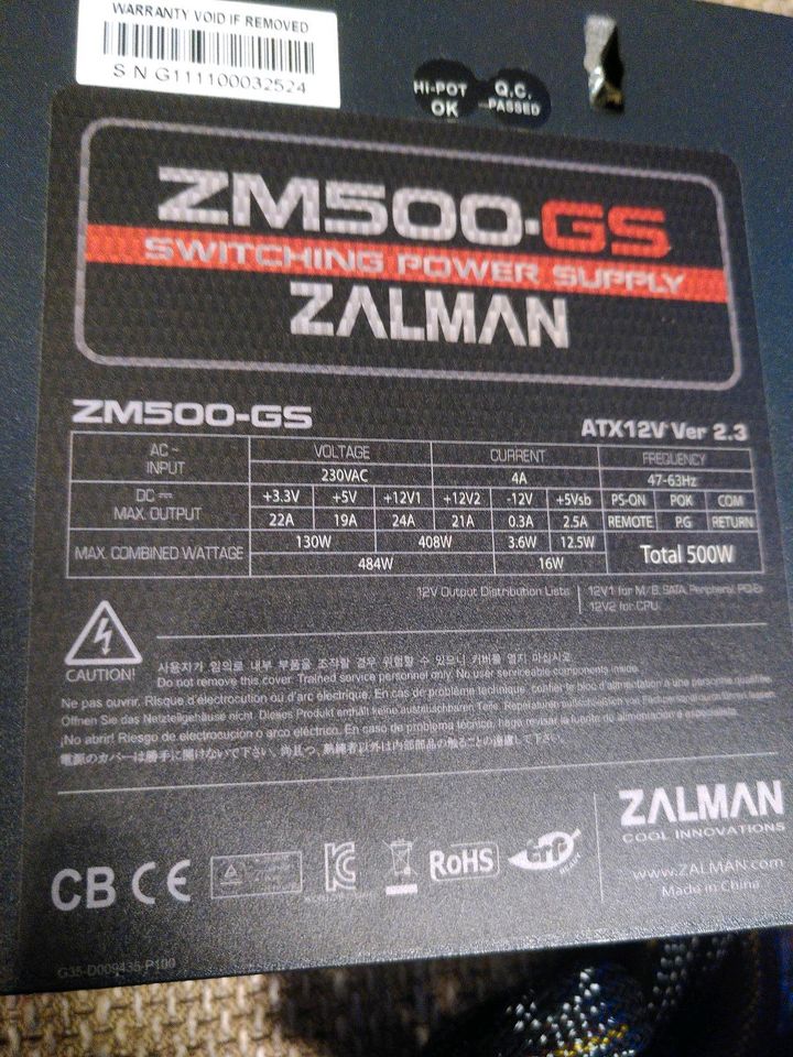 Zalman ZM500-GS PC Netzteil ATX 500Watt Top Zustand matt schwarz in München