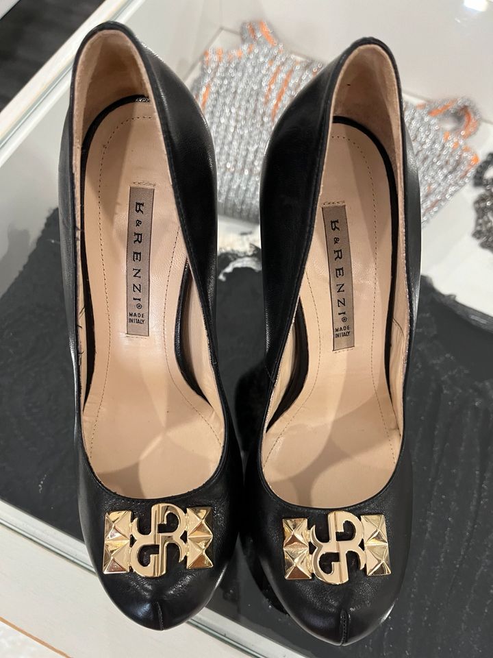 Plateau Pumps von R&Renzi, schwarz, Gr. 37/36, Leder in Stapelfeld