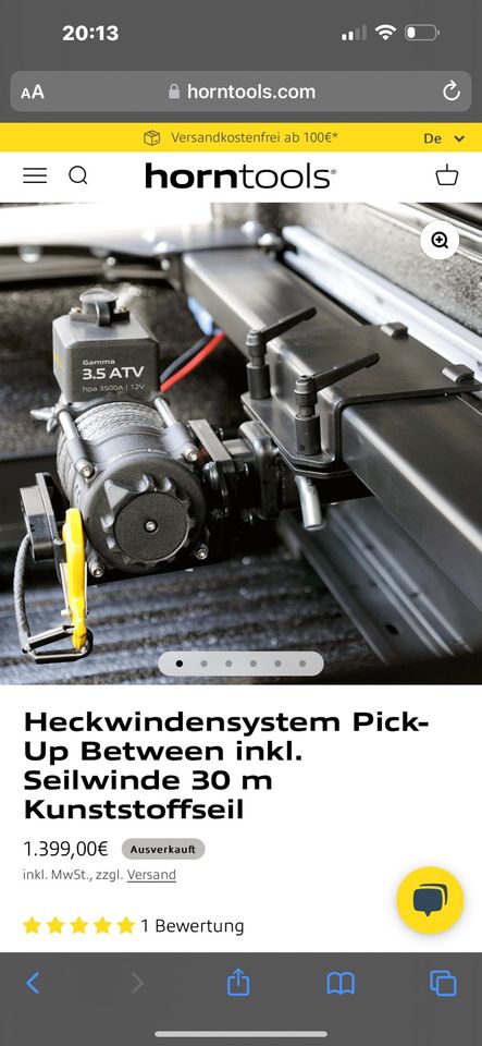 Heckwindenträger Horntools Pick Up Seilwinde und Kunststoffseil in Berlin