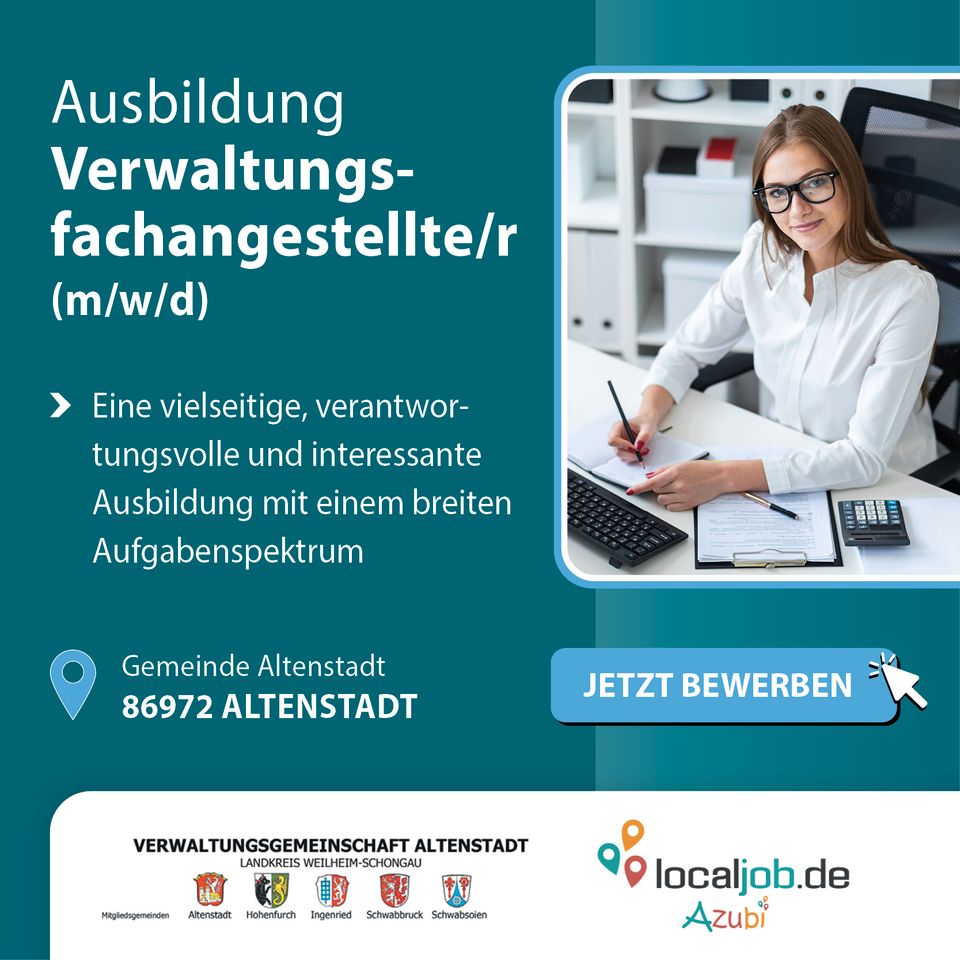 AZUBI zum/zur Verwaltungsfachangestellten (m/w/d) in der Gemeinde Altenstadt gesucht | www.localjob.de # ausbildung krisensicher büro in Altenstadt