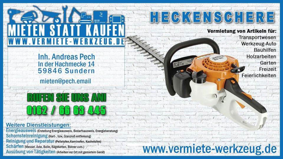 ⚡ Mieten Akku Heckenschere Makita Buschwerk schneiden stutzen ⚡ in Sundern (Sauerland)