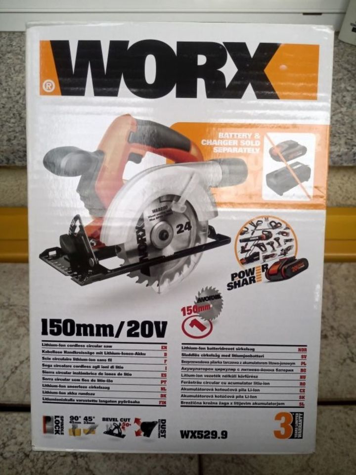 Kreissäge Worx WX529.9 Handkreissäge 150mm 20V Akku Zubehör OVP in Cottbus