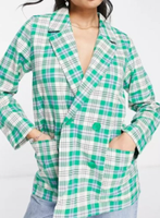 Blazer blau weiß grün kariert - oversized - Gr. S / 36 Hessen - Hanau Vorschau