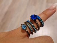 5 Ringe blau türkis Strass Glitzer  bijou Brigitte Berlin - Reinickendorf Vorschau