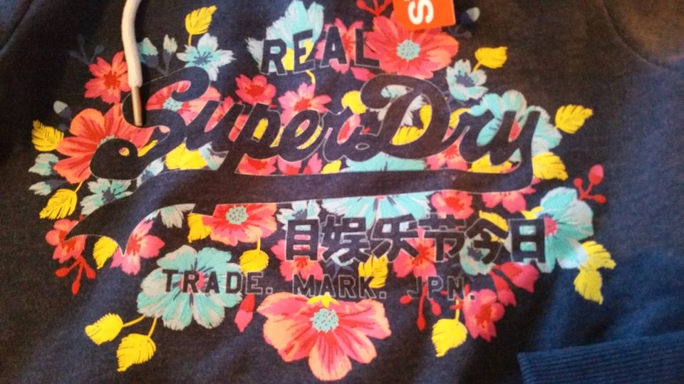 Superdry Hoody/Pullover dunkelblau Gr. 36 mit Blumenprint NEU in Herrieden