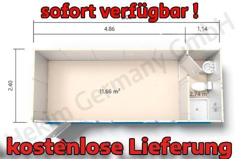 ☑️✅☑️ Bürocontainer  KOSTENLOSE LIEFERUNG SOFORT VERFÜGBAR , Baucontainer 6,0 x 2,4 Flüchtlings-Container, Empfangscontainer, Einraum, WC+ Dusche + Waschbecken in Leipzig