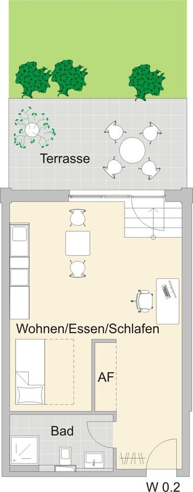 Ansprechende Wohnanlage im Nürnberger Norden: Kernsaniertes 1-Zimmer-Appartement mit Terrasse! in Nürnberg (Mittelfr)