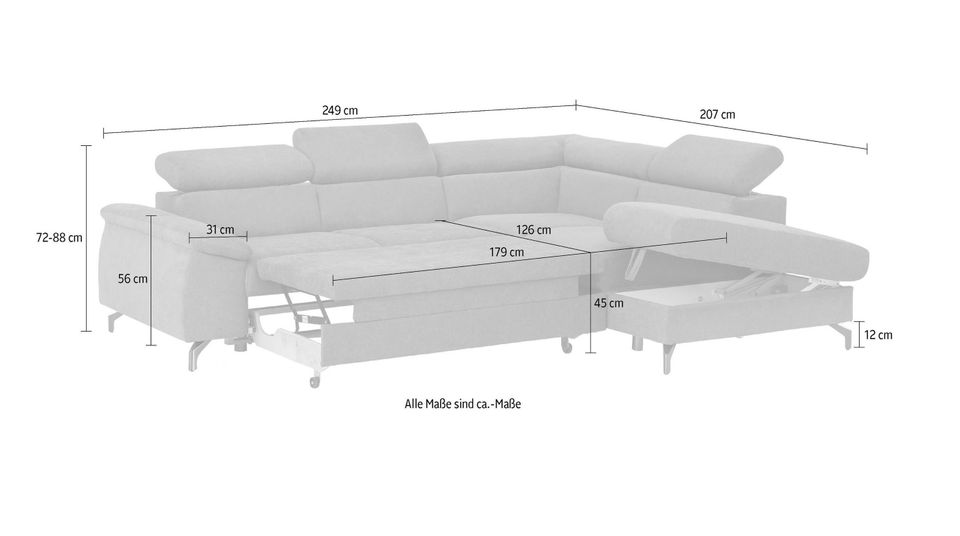 Ecksofa mit Schlaffunktion und Bettkasten, Lagerverkauf in Essen