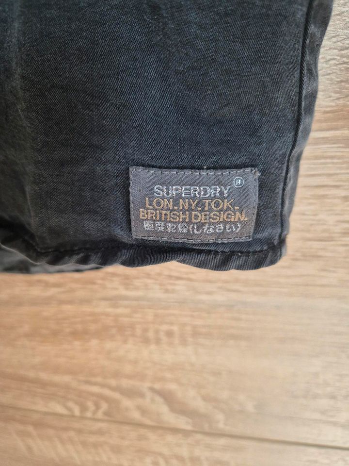 Superdry Bluse Grau Patches Militär Look Army Hemd S in Dinslaken