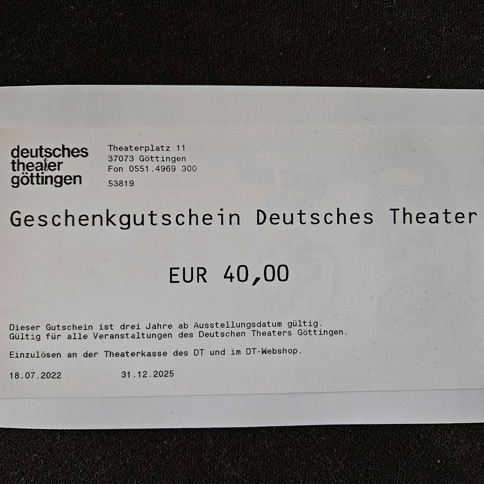 Gutschein Karten Geschenk Deutsches Theater Göttingen in Göttingen