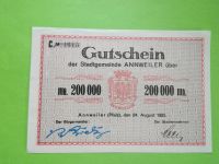 Geldschein Banknote Annweiler 200.000 Mark 1923 Rheinland-Pfalz - Dannstadt-Schauernheim Vorschau