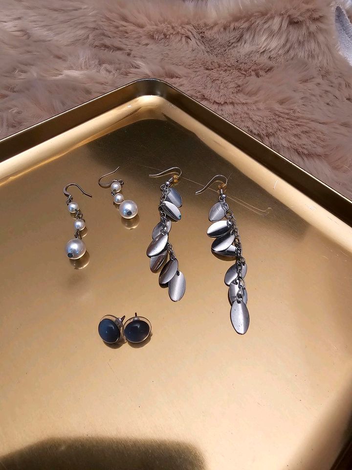 3 Paar Ohrringe Silber/ Perlen/Stecker in Hemau