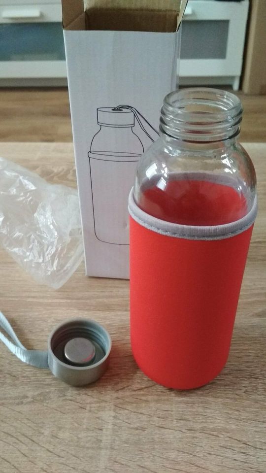 Glas-Flasche Take Well rot / transparent NEU OVP 450ml in Coburg