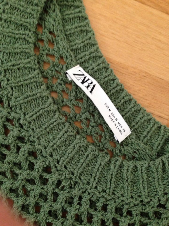 Zara crop fishnet sweater Pullover grün Lochstrick glam neu top in Ratingen