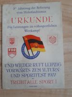 DDR Urkunde 1977, Für Leistungen im volkssportlichen Wettkampf Leipzig - Volkmarsdorf Vorschau