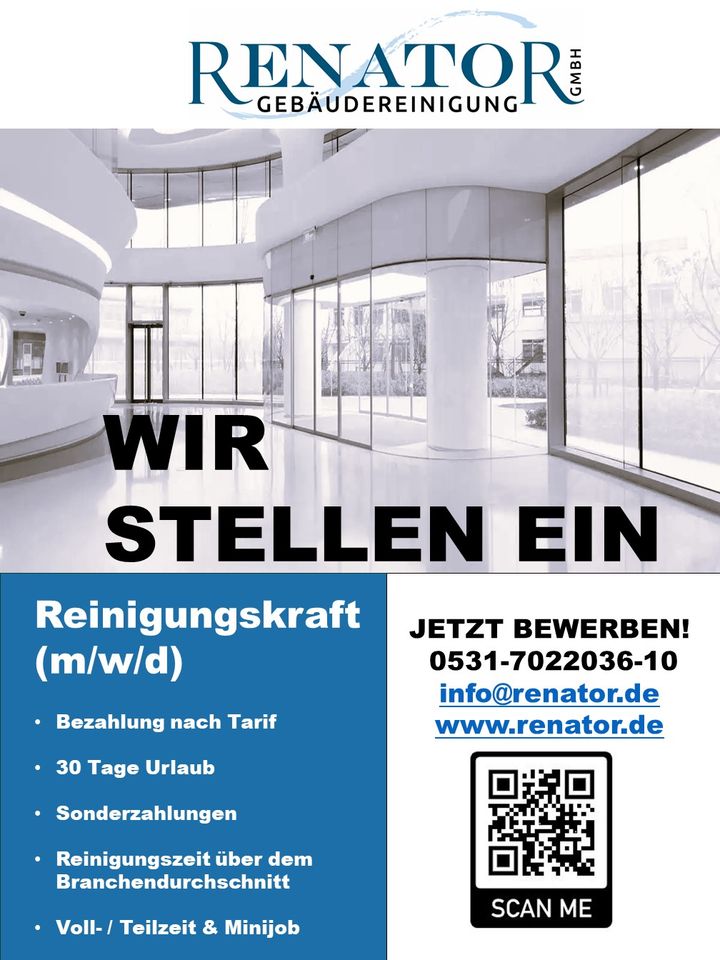 Reinigungskraft (m/w/d) nähe Hansestr. (Minijob) in Braunschweig