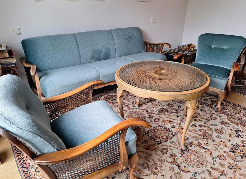 Sofagarnitur, Sofa und 2 Sessel, Vintage, Chippendale in Neuss