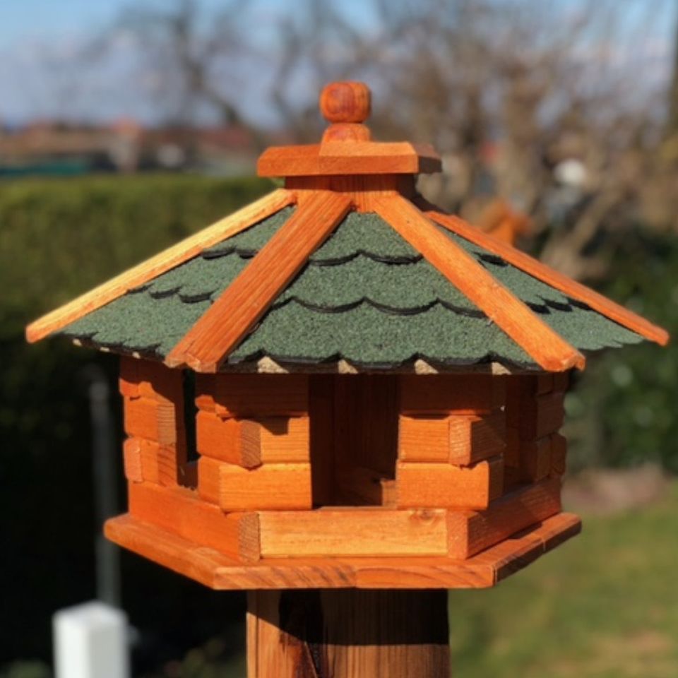 Vogelfutterhaus M Futterstelle Sechseck Vogelhaus aus Holz in Dresden